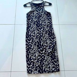 A long Black and white dress from Express with cut outs on the sides